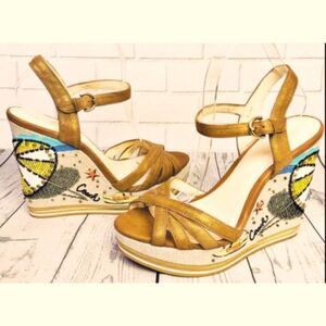 COACH CAROLINE Nautical WEDGE SANDAL 8.5